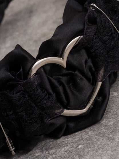 Black Ruffle Lace Trim With Pins Details KC
