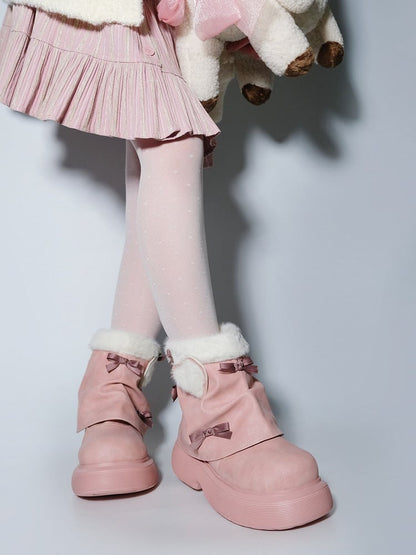 Bow Accents Pink Sweet Winter Boots