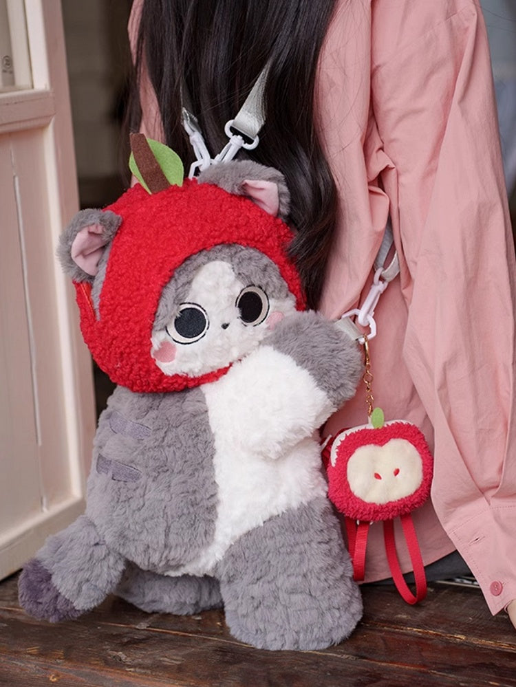 Gray Cute Plush Kitty Backpack/Crossbody Bag