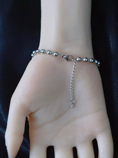 Silver Gothic Cross And Studs Charm Bracelet