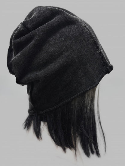 Dark Gray Y2K Letter Applique Beanie