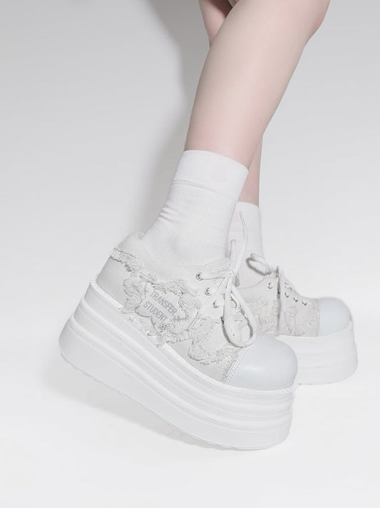Denim Stars White Punk Rock Platform Sneakers