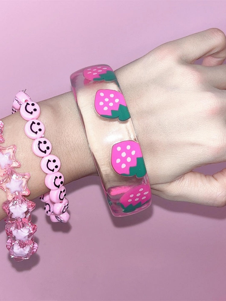 Red/Pink Y2K Strawberry Print Bangle