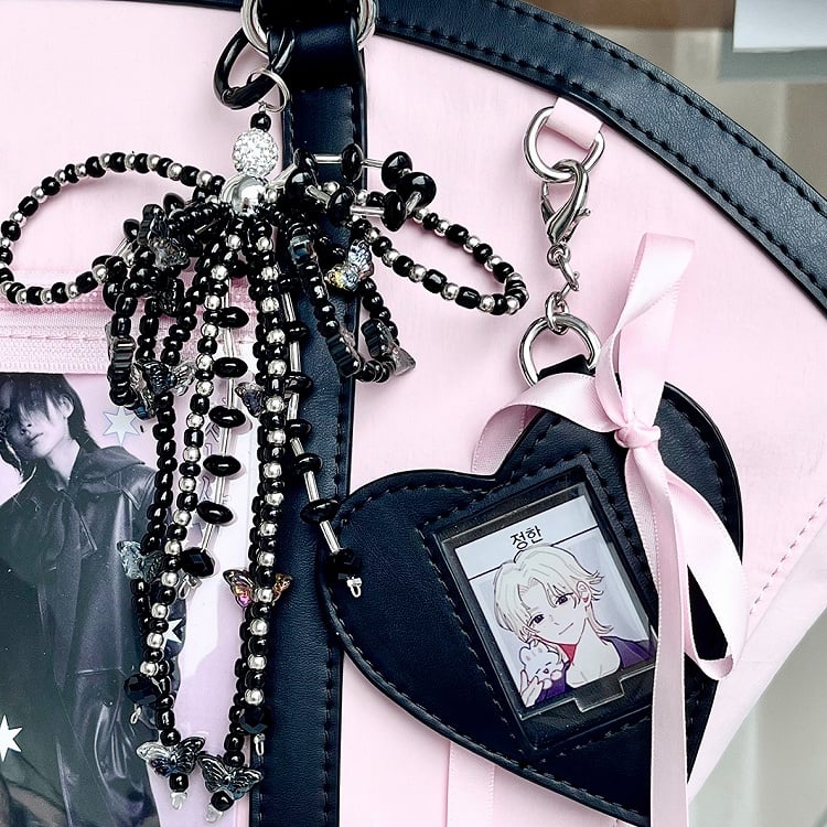Black&Pink Fan-shaped Ita Shoulder Bag