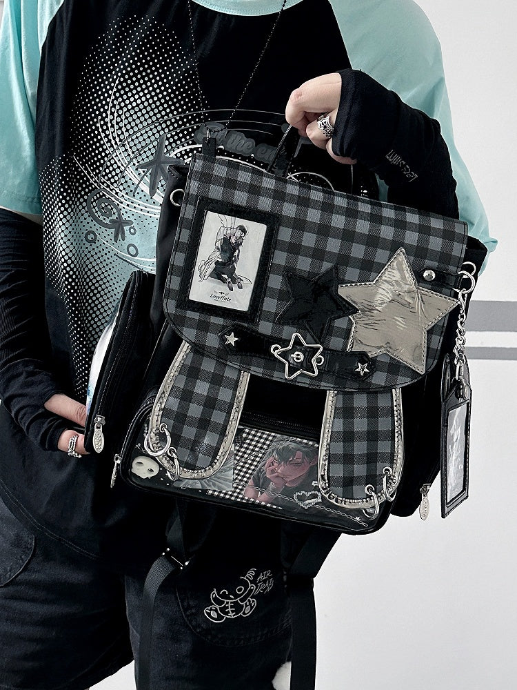 Black Detachable Bunny Ear Ita Backpack With Card Holder Charm