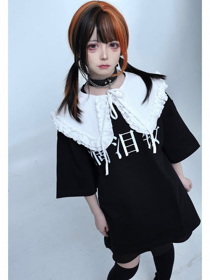 Black Jirai Kei Oversized Graphic T-shirt