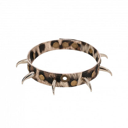 Light Brown Punk Studs Leopard Choker