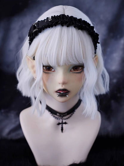 Stud Detail Black Gothic Ruffle KC