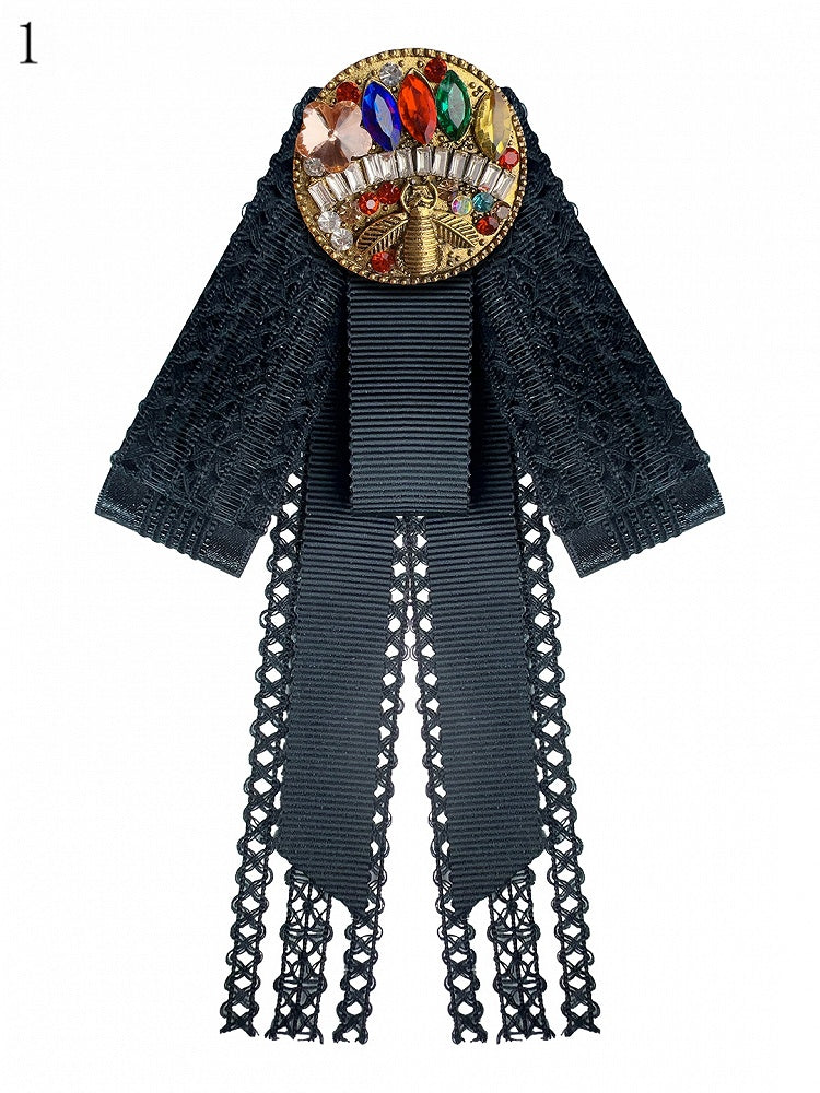 2 Options Black Rhinestone Decorated JK Bow Tie