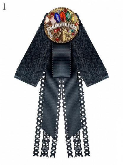 2 Options Black Rhinestone Decorated JK Bow Tie