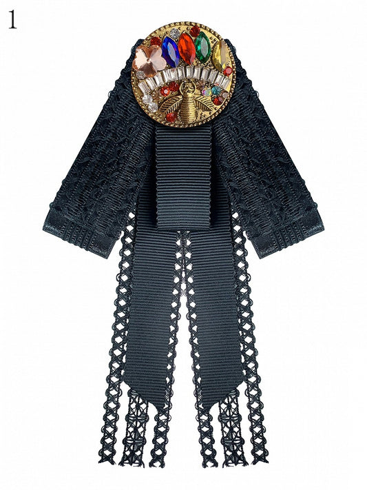 2 Options Black Rhinestone Decorated JK Bow Tie