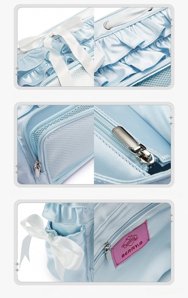 Blue Ruffle Trim Bow Accents Balletcore Ita Backpack