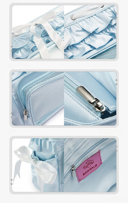 Blue Ruffle Trim Bow Accents Balletcore Ita Backpack