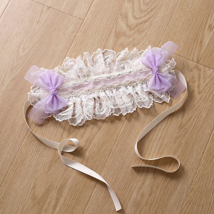 9 Color Options Sweet Lolita Bowknot Details Ruffled Hairband