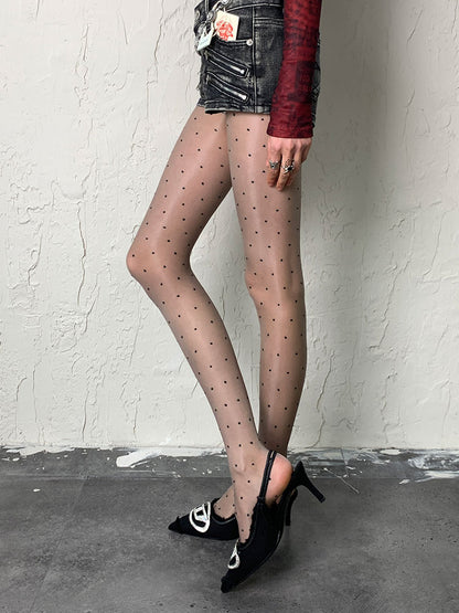 Grey Polka-dot Pattern Tights