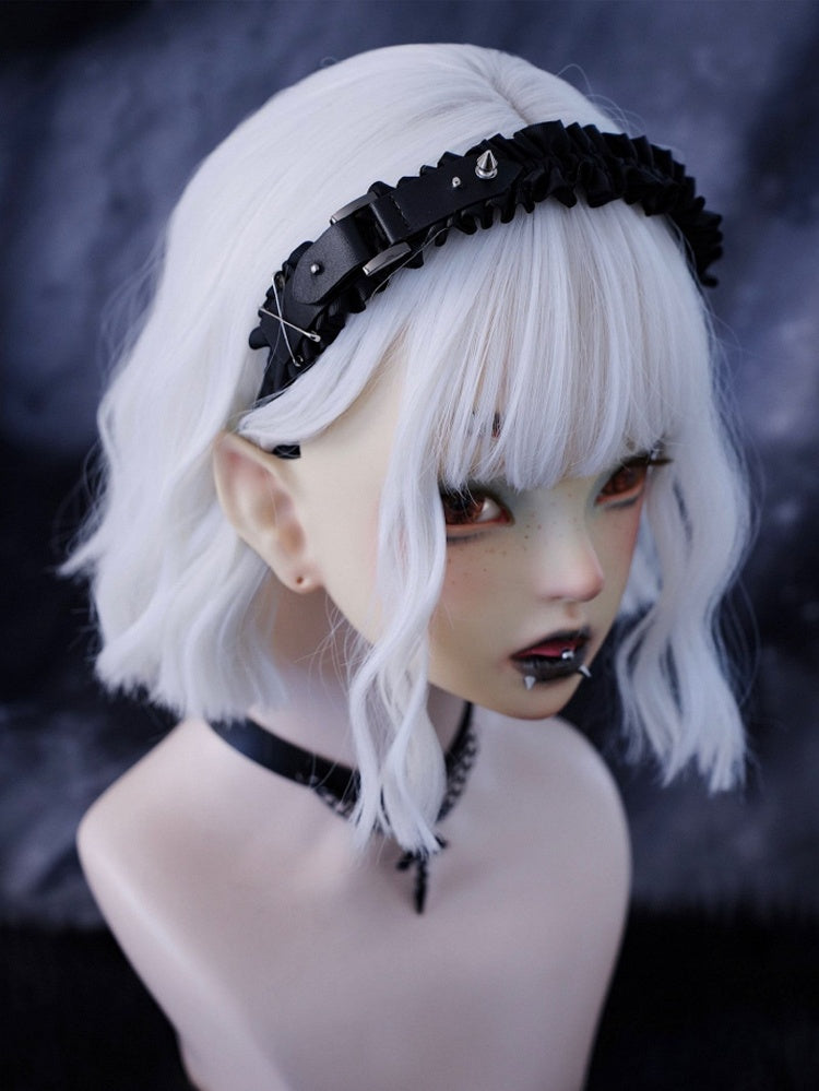 Stud Detail Black Gothic Ruffle KC