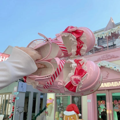 Raspberry Strawberry Cake Pink Sweet Lolita Platform Mary Jane Shoes