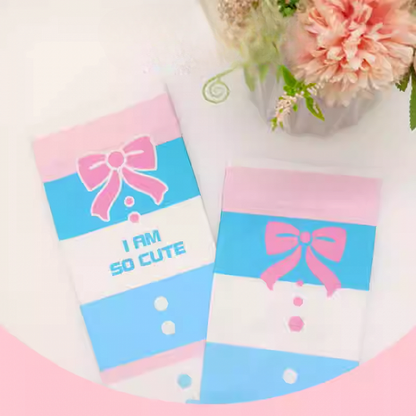 Blue and White Striped Bow Print Over Knee Stockings