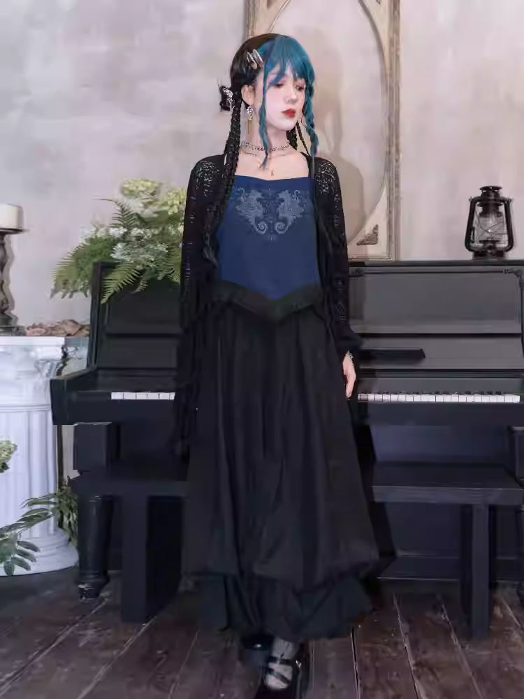 Black Ankle Length Bubble Skirt