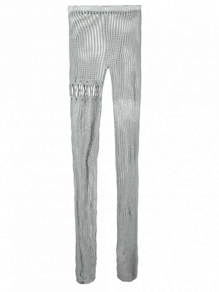 4 Color Options Y2K Asymmetrical Cutout Design Fishnet Tights