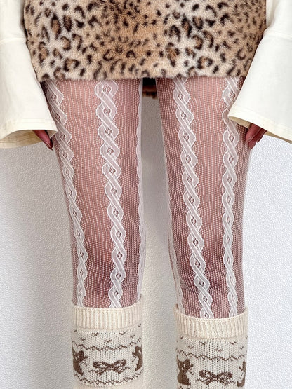 Brown/Purple/Black/White/Gray Y2K Semi-sheer Tights