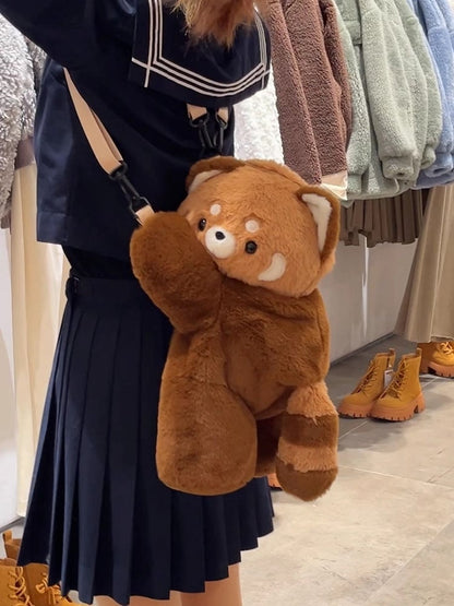 Clearance-Cute Red Panda Brown 40cm Plush Backpack/Crossbody