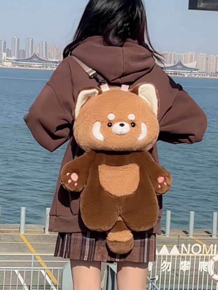 Brown 35cm/50cm Plush Red Panda Backpack Detachable Shoulder Straps