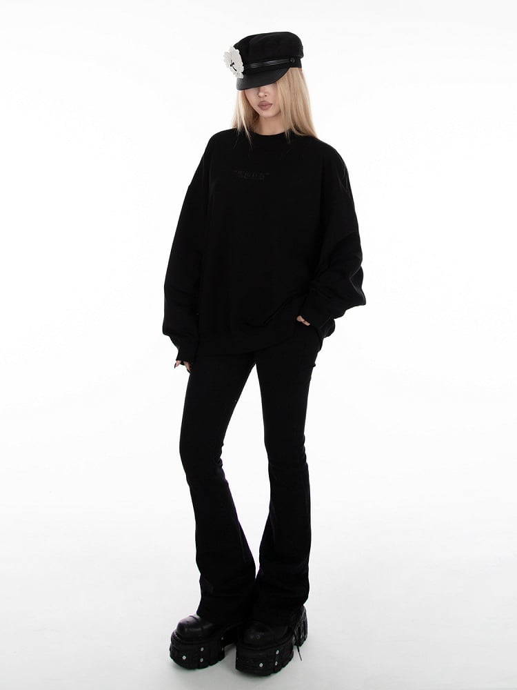 Black Long Sleeve Loose Sweatshirt