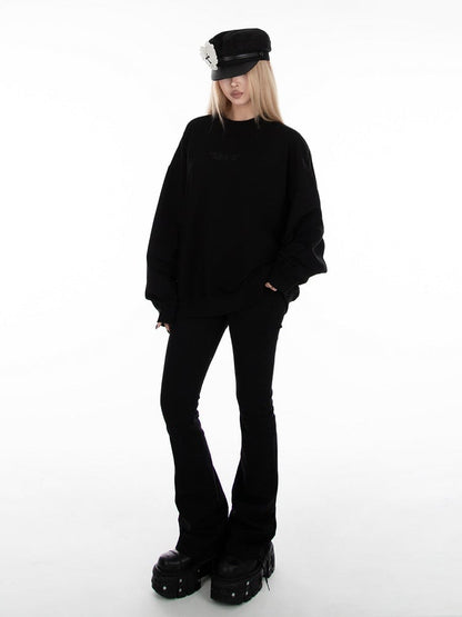 Black Long Sleeve Loose Sweatshirt