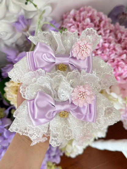 Pink/Purple/Blue/Red/White Floral Design Bowknot Wrist Cuffs