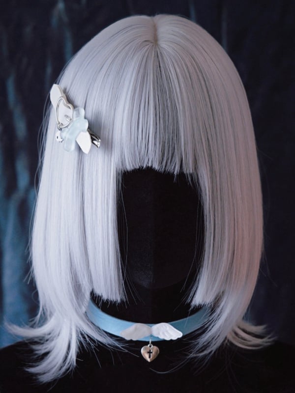 Bone Decorated White PU Heart Buckle Hairclip