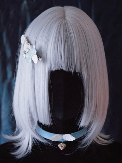 Bone Decorated White PU Heart Buckle Hairclip