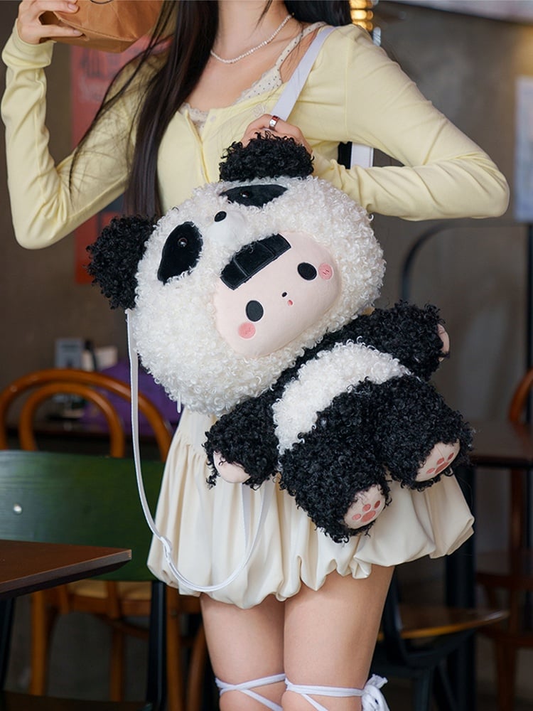 Black&White 38cm Plush Panda Backpack Detachable Shoulder Straps