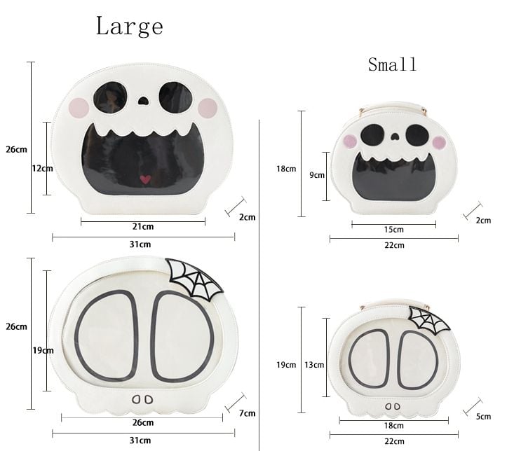 Halloween White Skeleton Ita Bag Large/Small Version