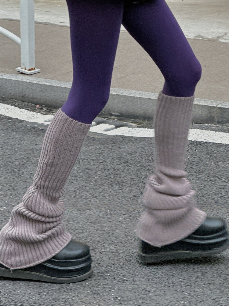 Off-white/Apricot/Red/Coffee/Dusty Purple/Black Knitted Leg Warmers