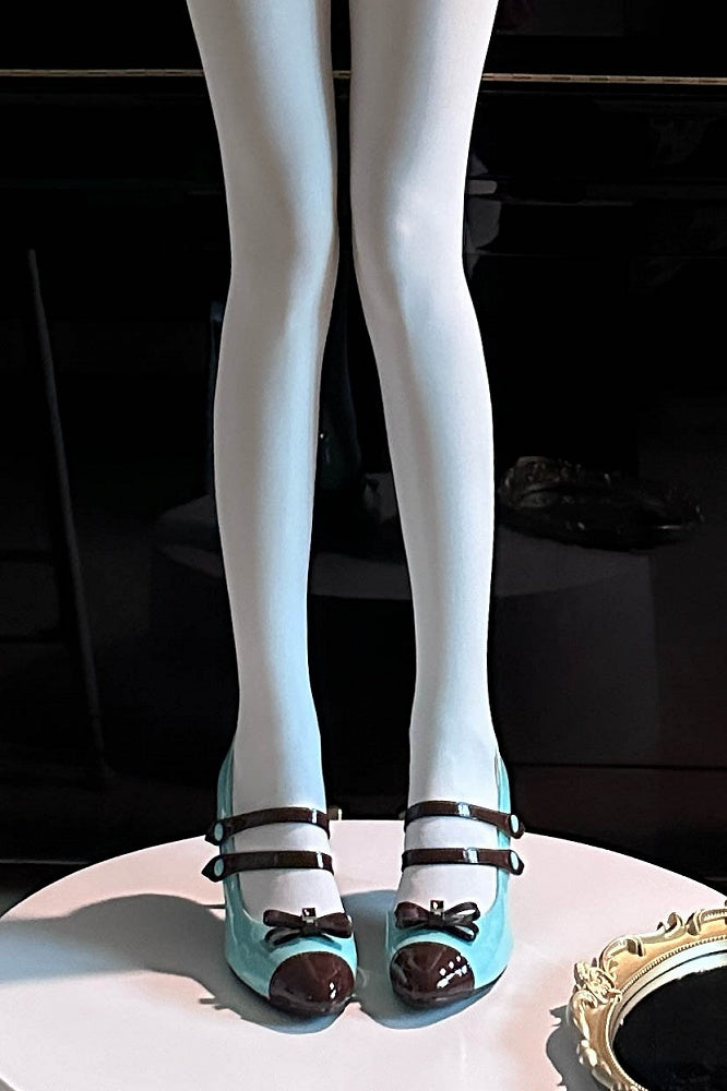 Mint Chocolate Green and Brown Bow at Top Sweet Lolita High Heels