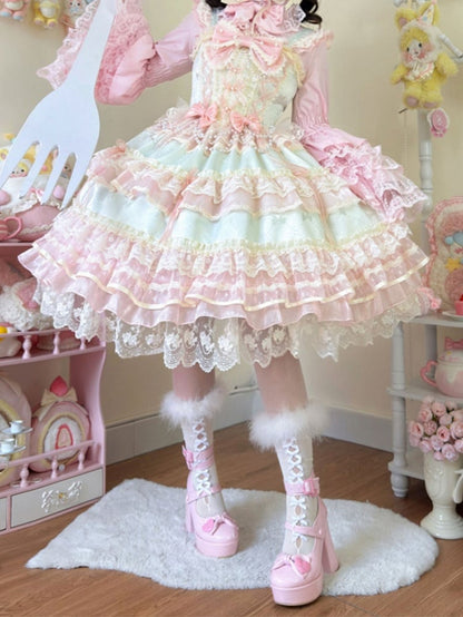 Green Bead Chain Bows Decorated Hanayome Lolita Princess Dress