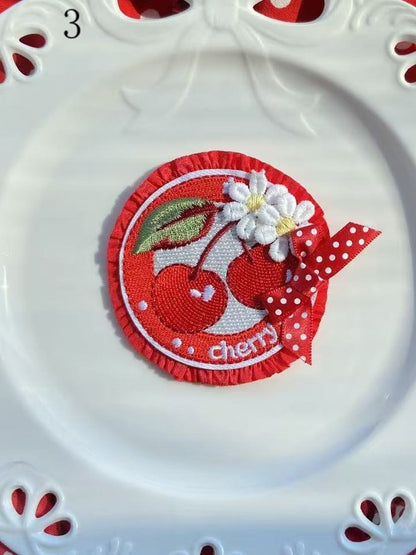 11 Options Bowknot Decorated Cherry/Strawberry/Cake Brooch/Hairclip