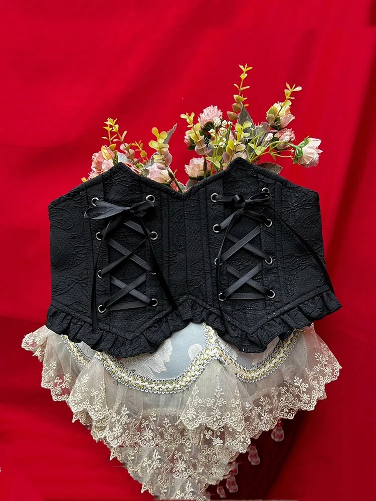 Black Jacquard Gothic Lolita Corset Belt
