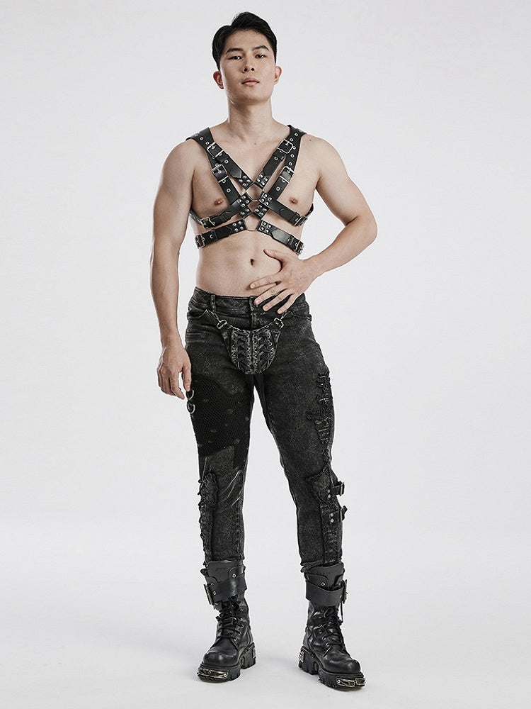 Black Punk PU Harness