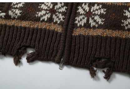 2024 Christmas Black/Brown Mohair Hooded Sweater