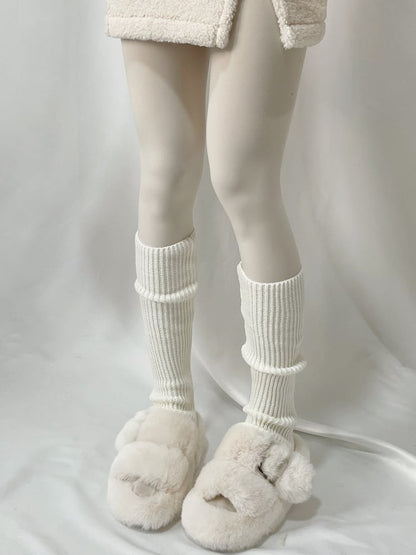 White 43CM Lolita Knitted Leg Warmers
