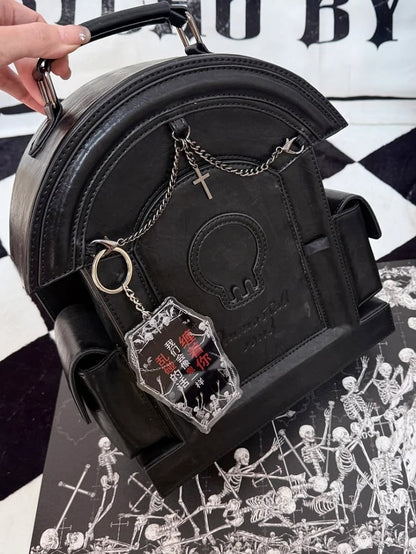 Gothic Black Skull Gravestone-Shaped Backpack