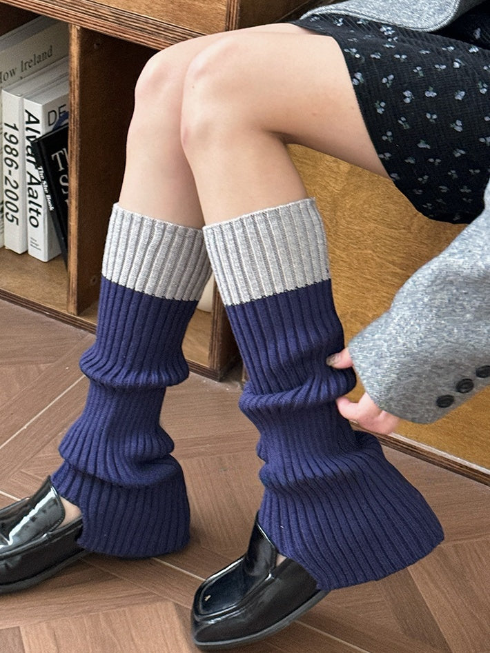 White/Khaki/Dark Blue/Dark Grey/Dark Red/Coffee Knitted Leg Warmers