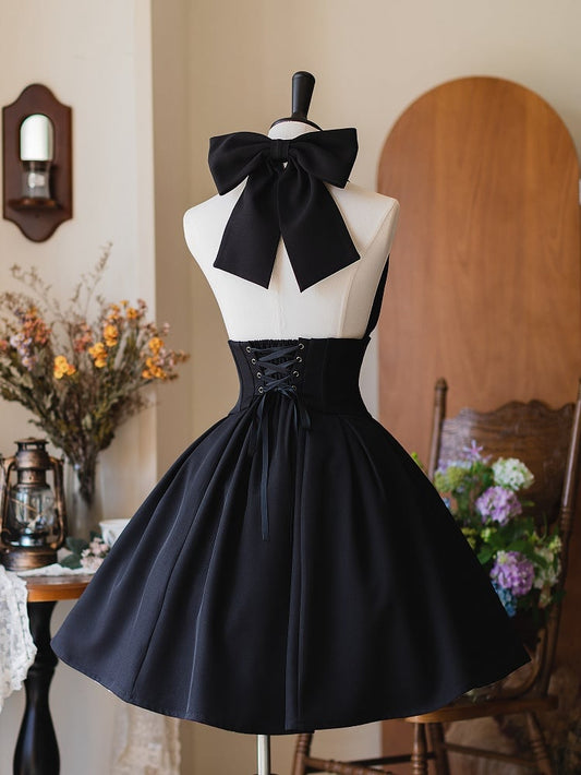 Clearance-Size XXL for Waist 86-94CM Vintage Fashion Black Short Version Boned Corset Belt High Waist Skirt with Detachable Halter Strap