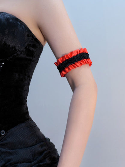 White/Red Lolita Gothic Ruffled Arm Cuff
