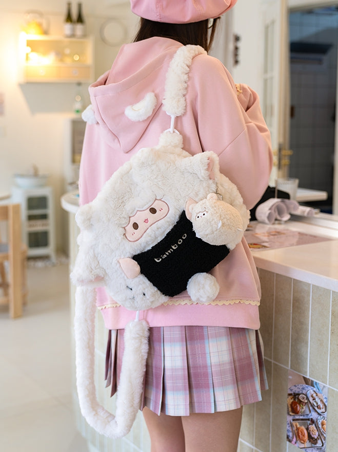 White Plush Cute Lamb Backpack