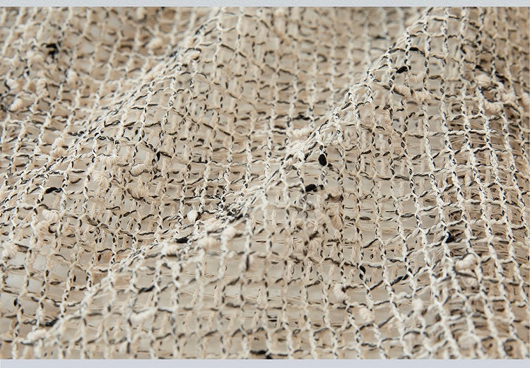 Shoulder Strap Design Punk Hollow Out Long Sleeves Top Beige/Brown/Orange