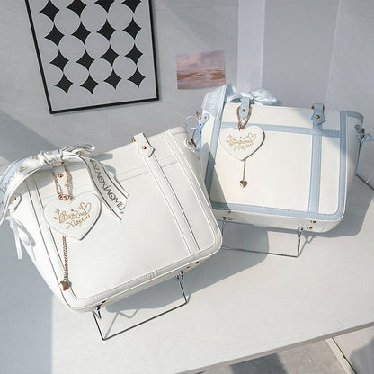 White Bowknot and Heart-shaped Charm Ita Bag