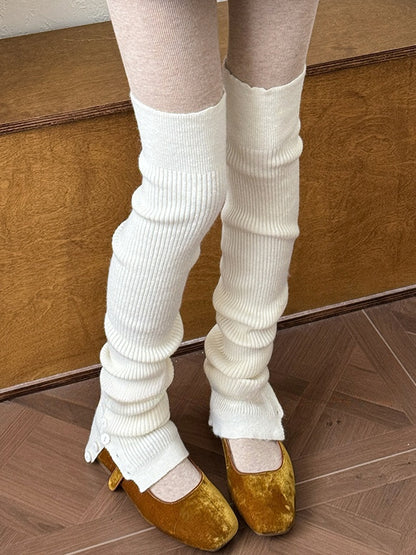 White/Camel/Pink/Yellow/Coffee/Black/Grey Y2K Button Split Leg Warmers